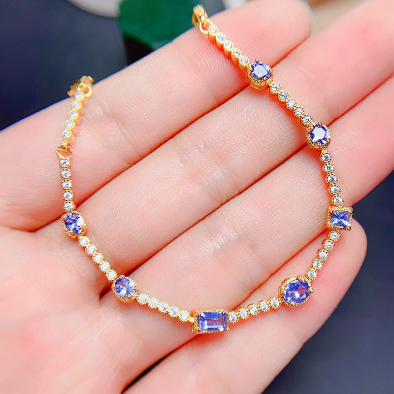 S925 Simple Fashion Natural Tanzanite Bracelet