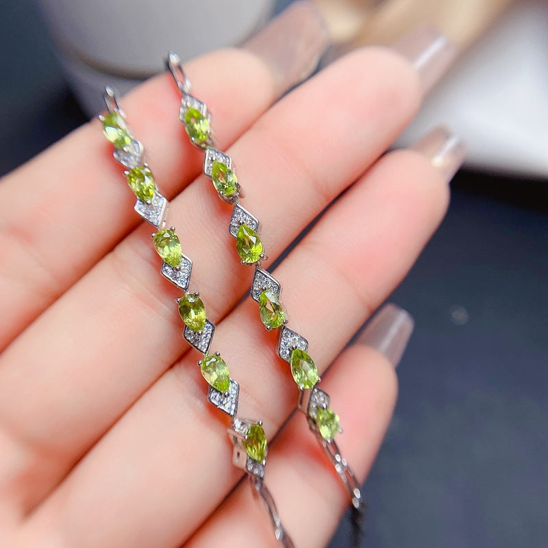 S925 Natural Peridot Bracelet