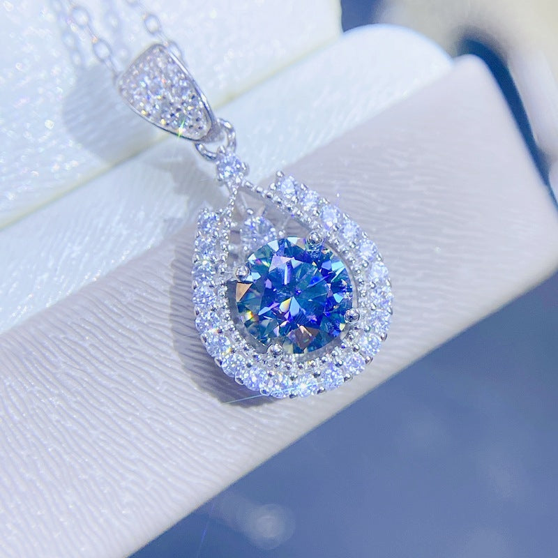 S925 Colorful Moissan Diamond Pendant Misang GRA Certificate Waist Size 1 Carat