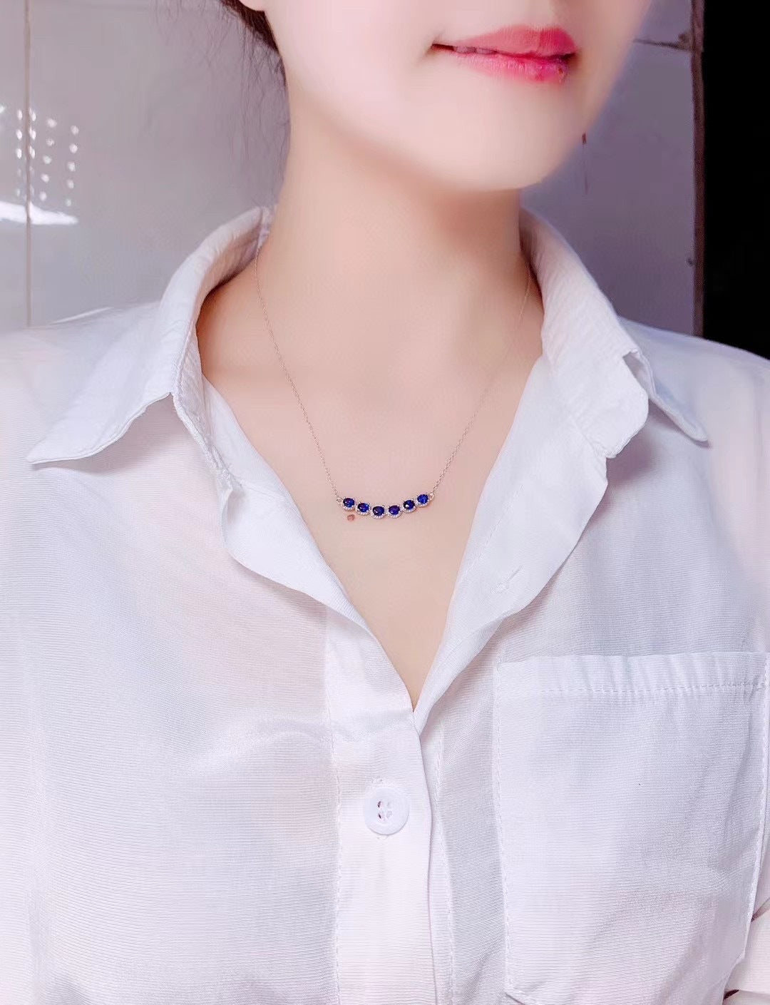 S925 Natural Sapphire Necklace Chain