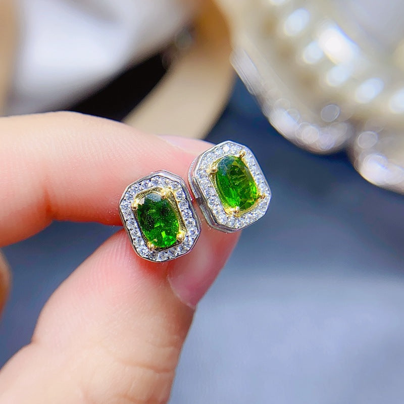 S925 Natural Tourmaline Earrings