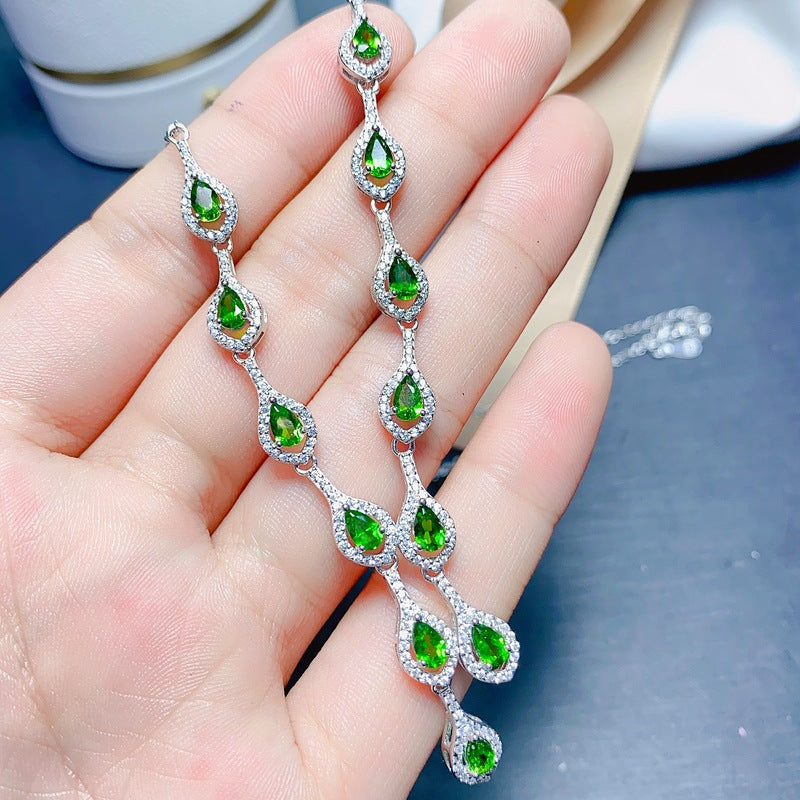S925 Natural Turbidite Necklace 3*5mm Necklace Gowns