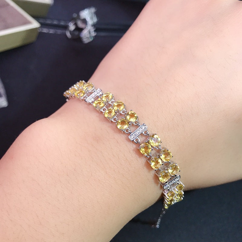 925 Sterling Silver with Citrine Women's Bracelet