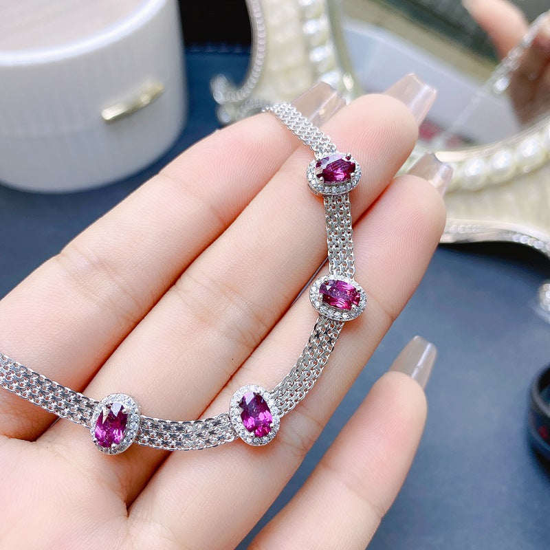 S925 Simple Natural Magnesia Aluminum Garnet Bracelet