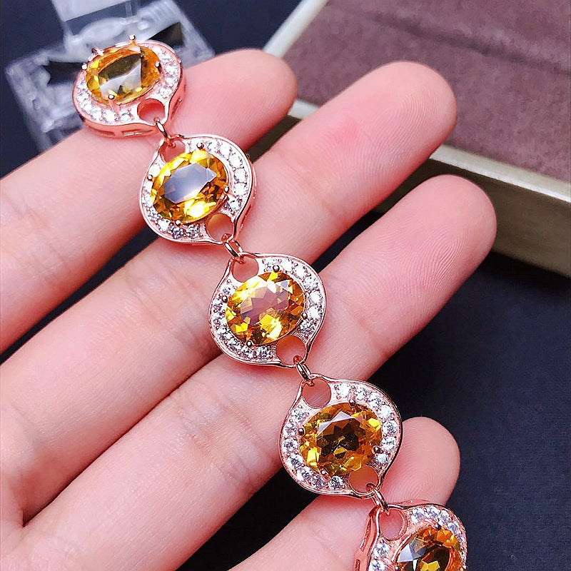 S925 Citrine Women's Bracelet