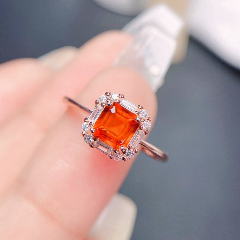 S925 Natural Fanta Garnet Ring