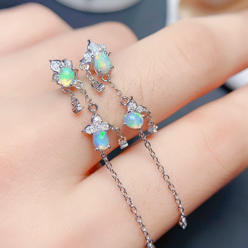 S925 fashion fresh natural opal earrings earwires