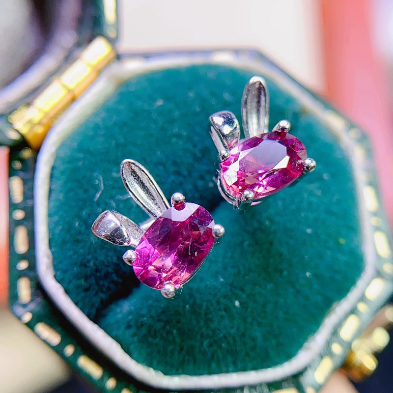 S925 Super Cute Natural Magnesia Aluminum Garnet Earrings