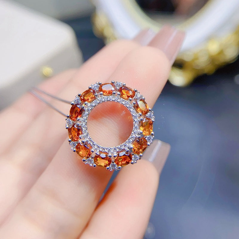 S925 Natural Citrine Pendant 3*4mm Ladies Pendant