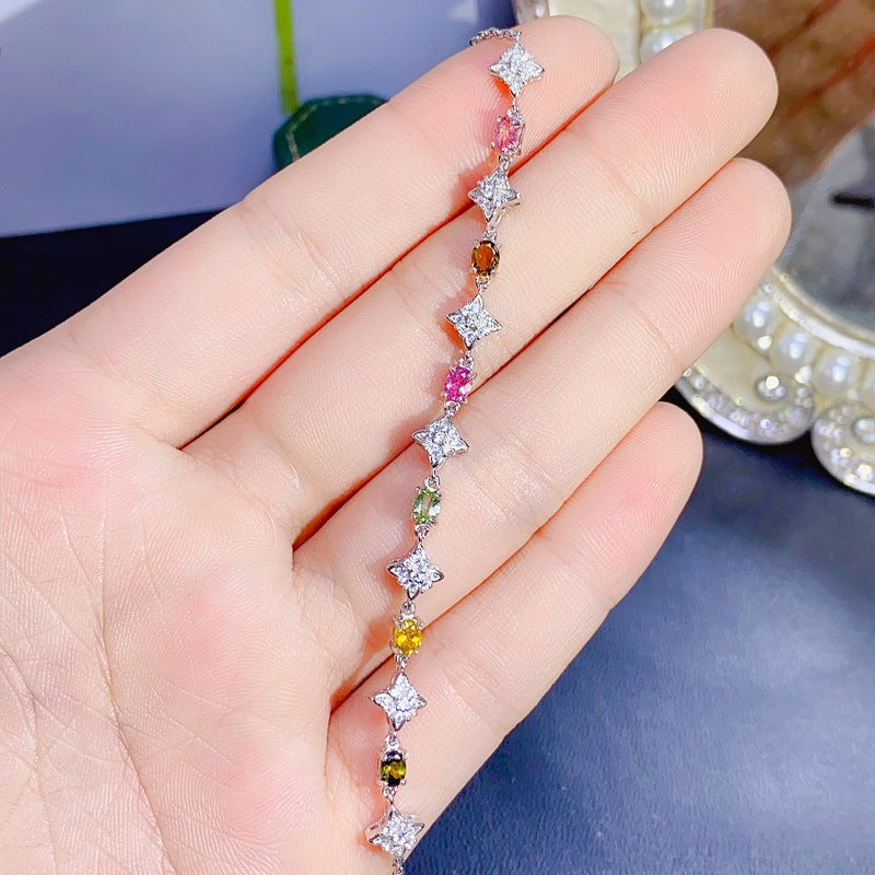 S925 Simple Fashion New Natural Tourmaline