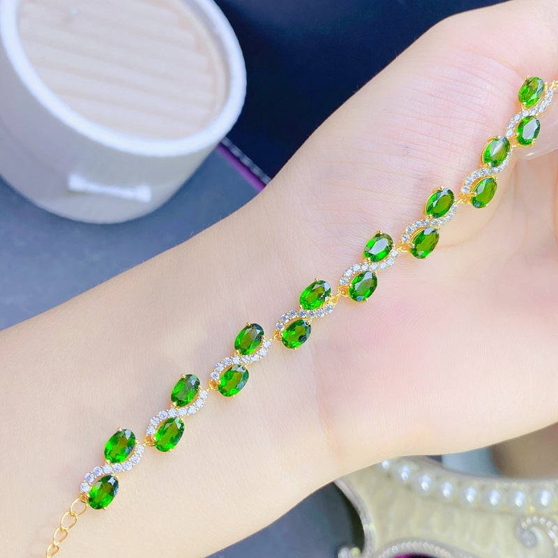 S925 Small Fresh Natural Tourmaline Bracelet