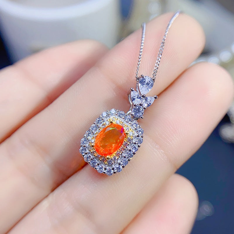 S925 Fashion Natural Fire Opal Pendant