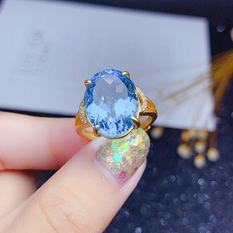S925 High-end Fashion Natural Blue Topaz