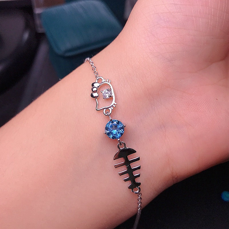 S925 Natural Swiss Blue Topaz Bracelet