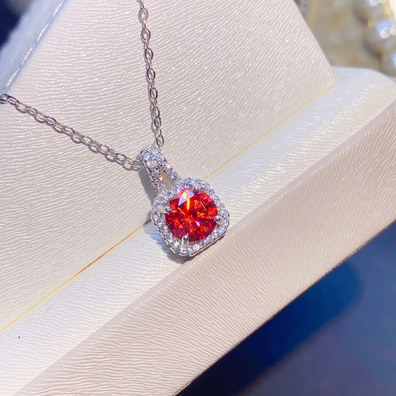 S925 Moissanite Pendant One Carat Red Diamonds