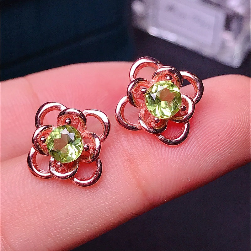 S925 Natural Peridot Earrings