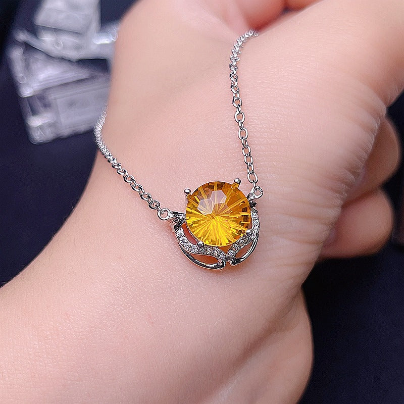 S925 Firework Citrine Pendant