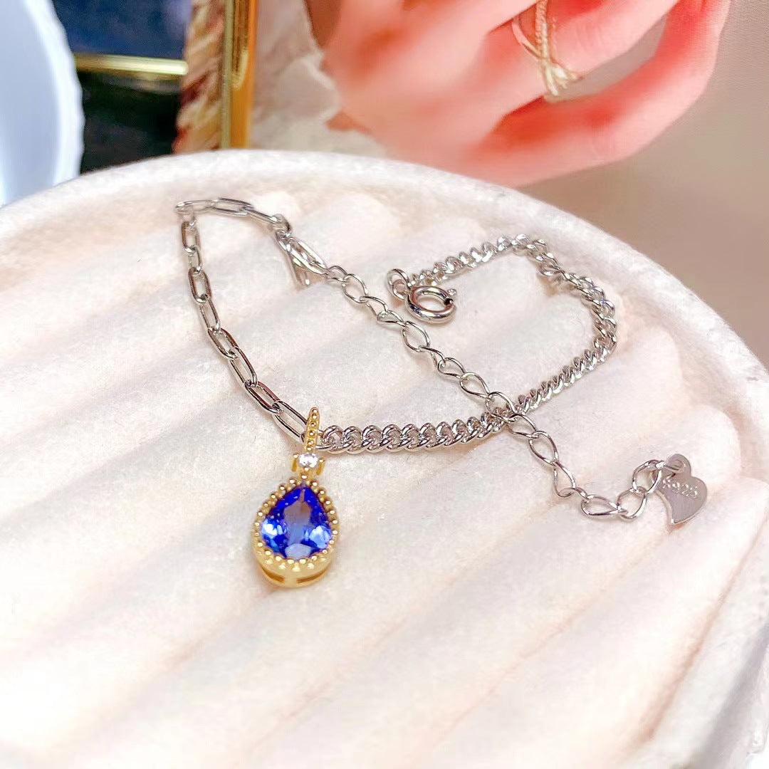S925 1 Carat Natural Tanzanite Women's Bracelet