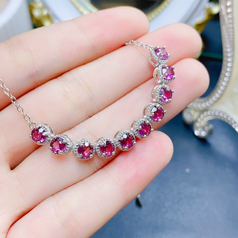 S925 Natural Magnesia Garnet 4*4mm Bracelet