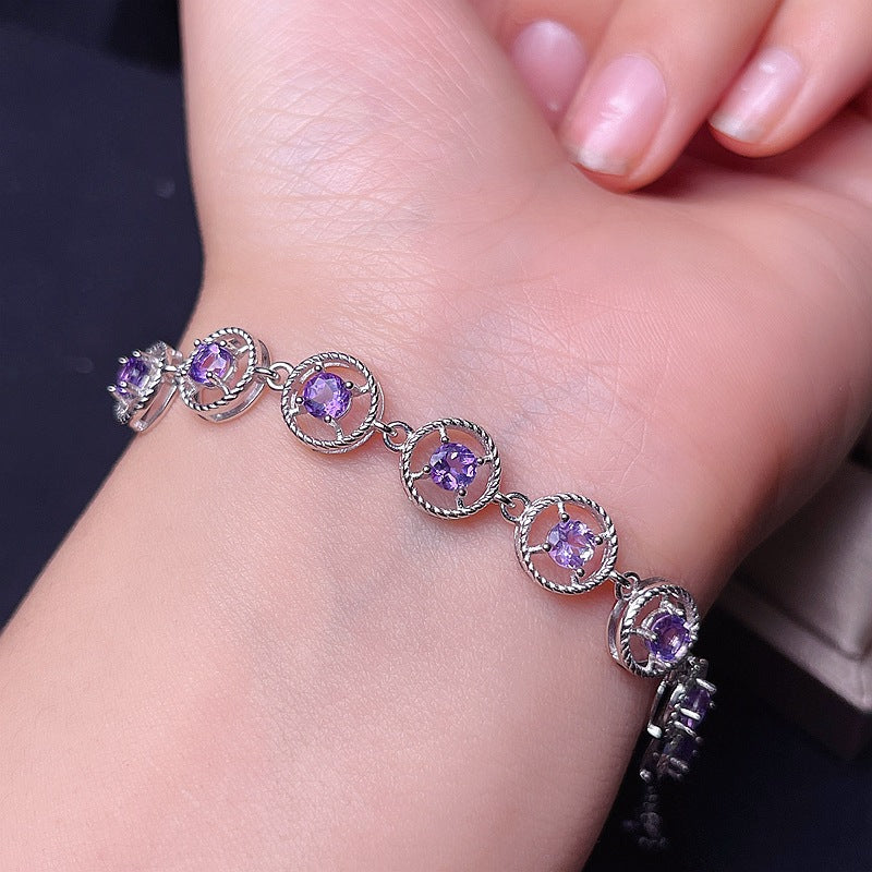 S925 Natural Amethyst Bracelet