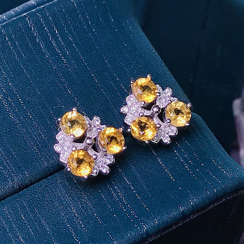 Citrine Earrings 925 Silver with Citrine Women's Earrings