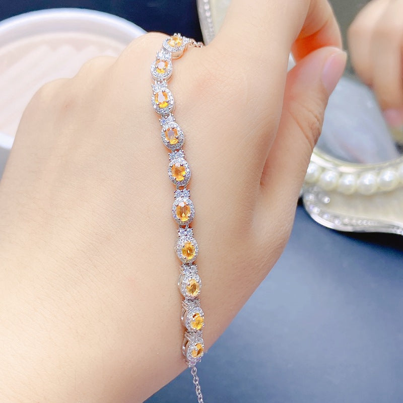 S925 Natural Yellow Sapphire Women's Bracelet