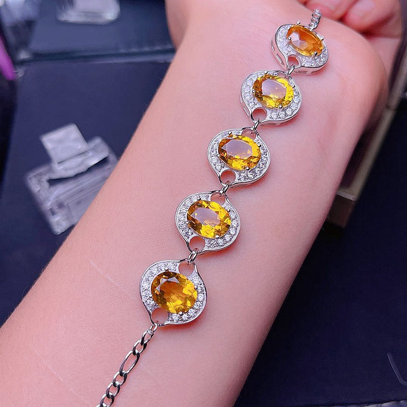 S925 Citrine Women's Bracelet