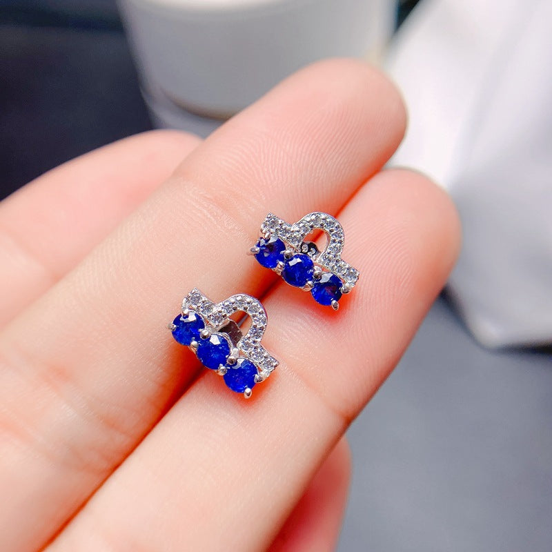 S925 Natural Delicate Sapphire Earrings