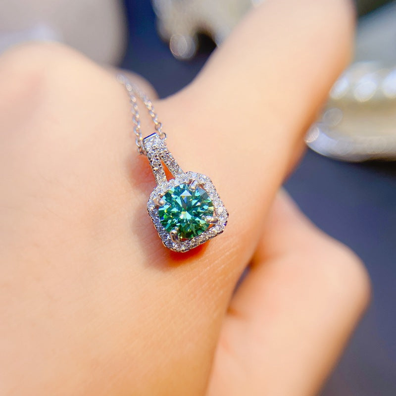 S925 Moissanite Green Pendant Green