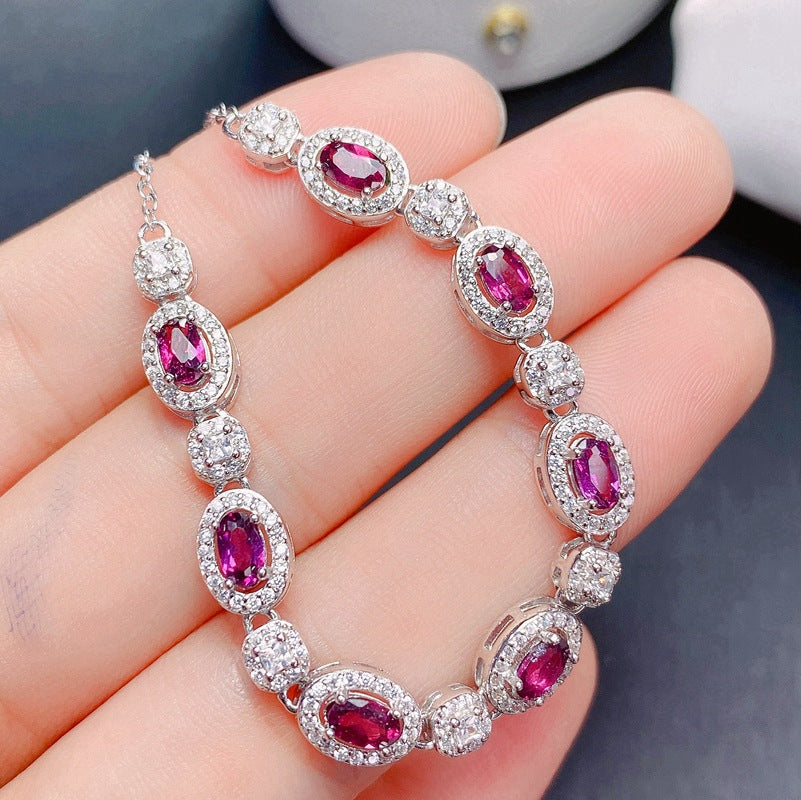 S925 Simple Magnesia Garnet Bracelet