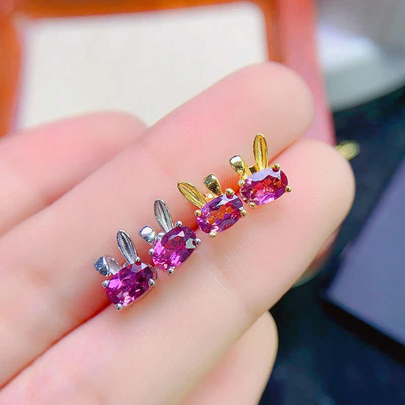 S925 Super Cute Natural Magnesia Aluminum Garnet Earrings