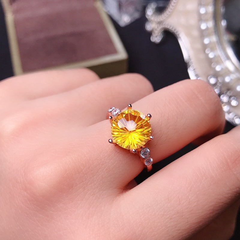 S925 Firework Citrine Ring