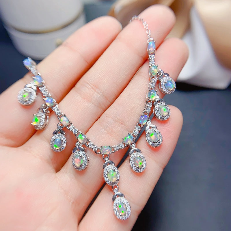 S925 Natural Opal Necklace