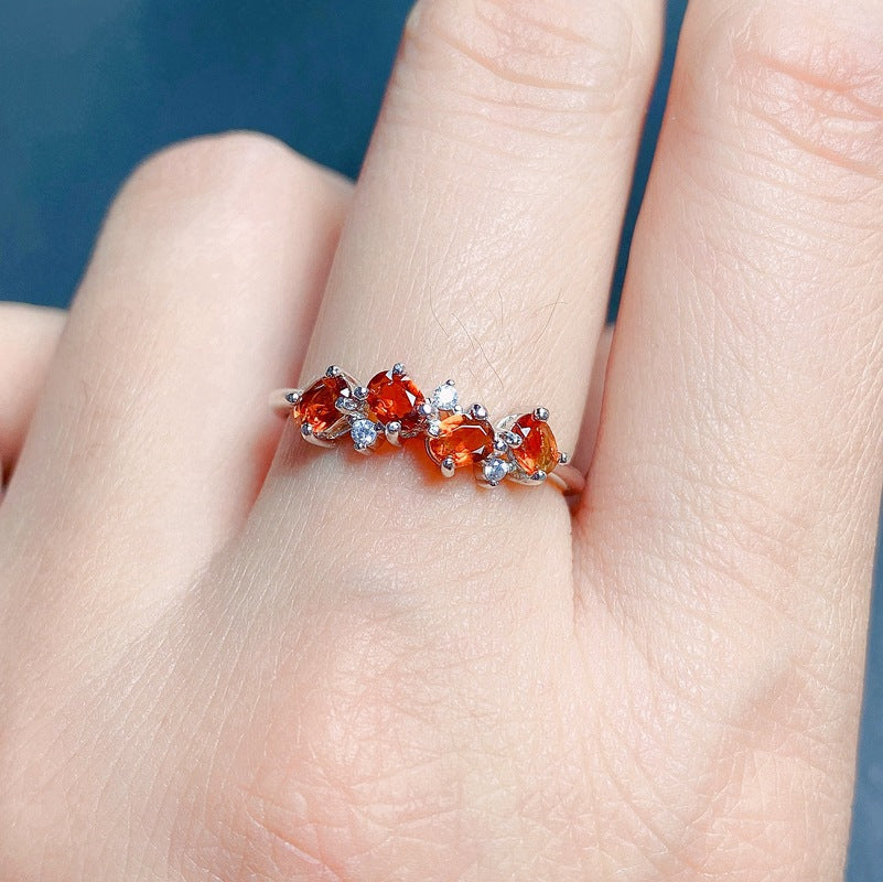 S925 Simple Little Fresh Natural Fanta Citrine Ring