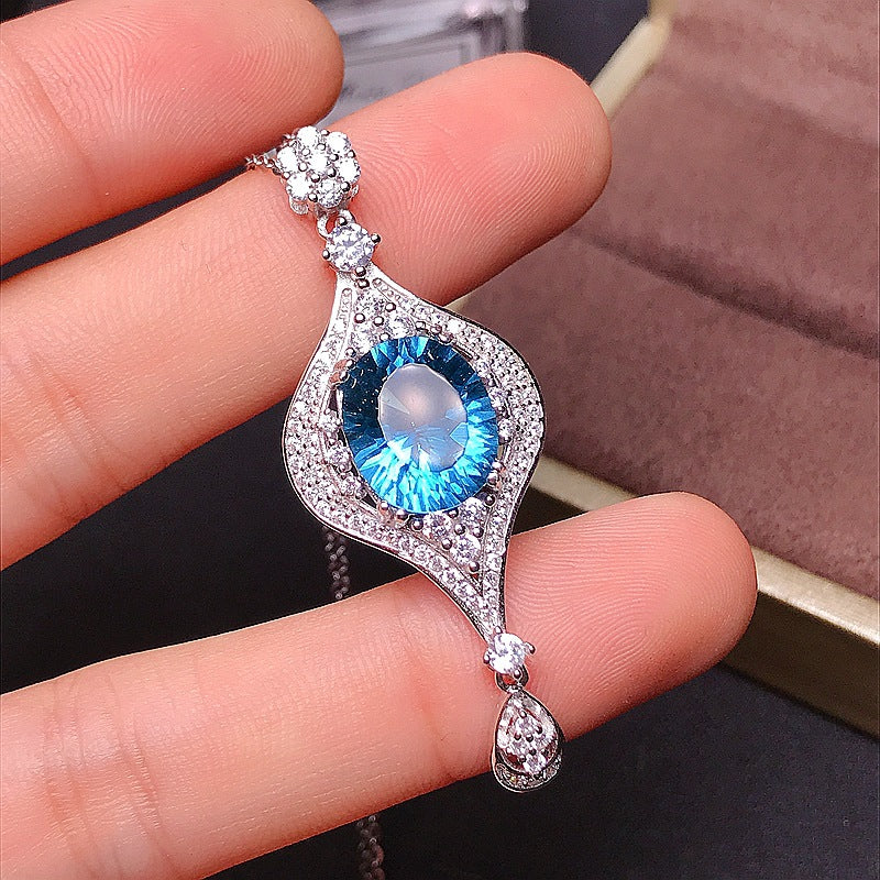 S925 Millennium Blue Topaz Chain Necklace