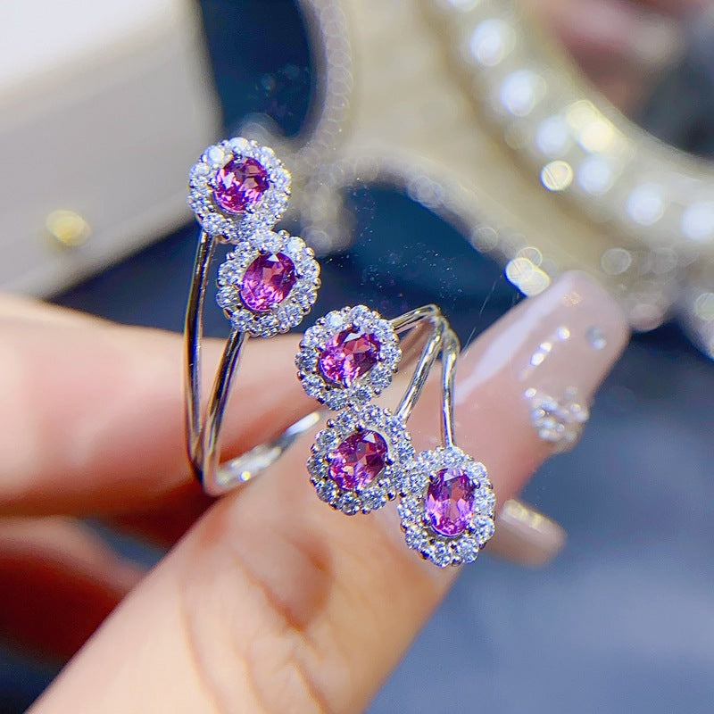 S925 Luxury Natural Magnesia Aluminum Stone Ring Women's Ring