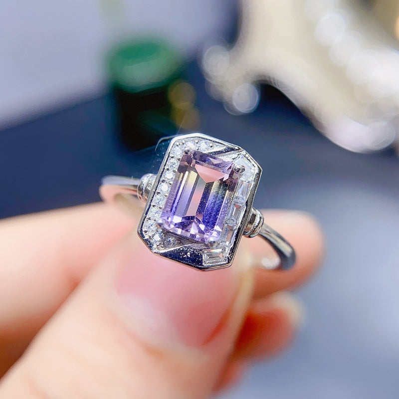 S925 Natural Amethyst Ring