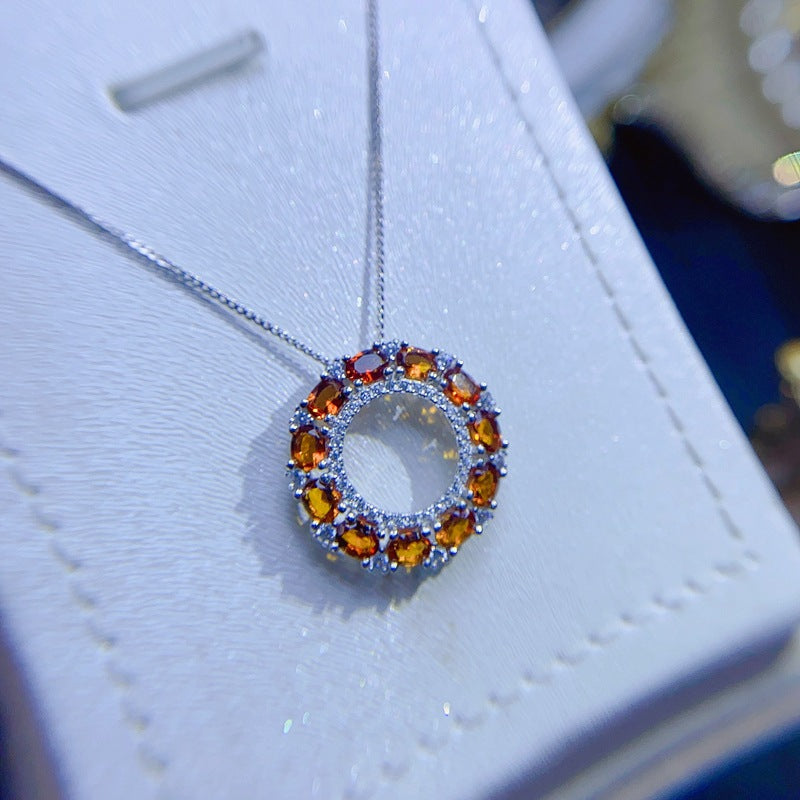 S925 Natural Citrine Pendant 3*4mm Ladies Pendant
