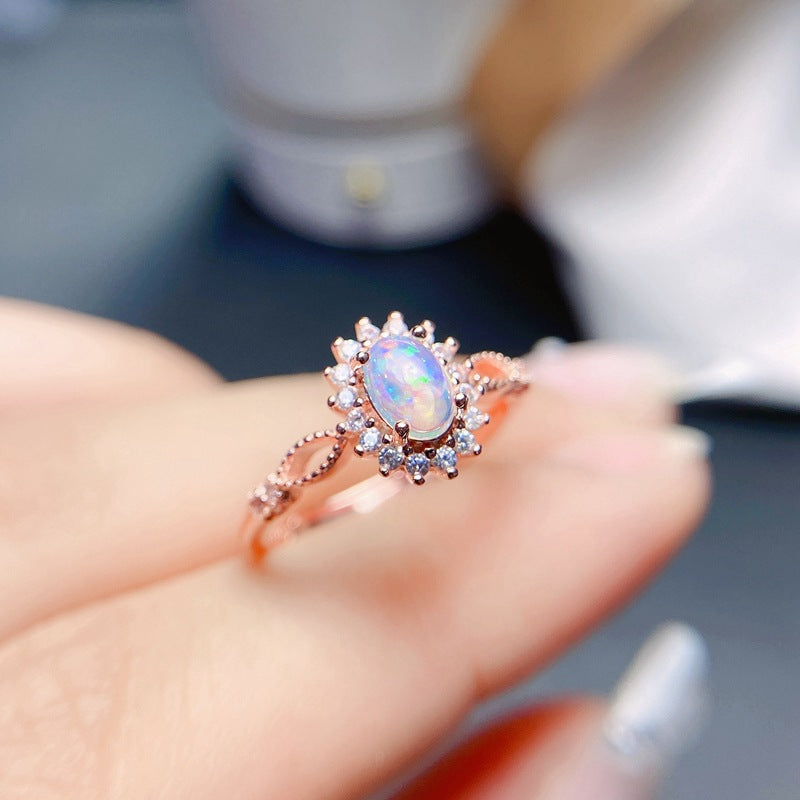 S925 Natural Opal Women's Ring