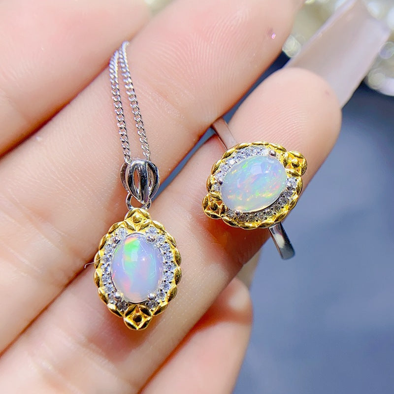 S925 Natural Opal Set