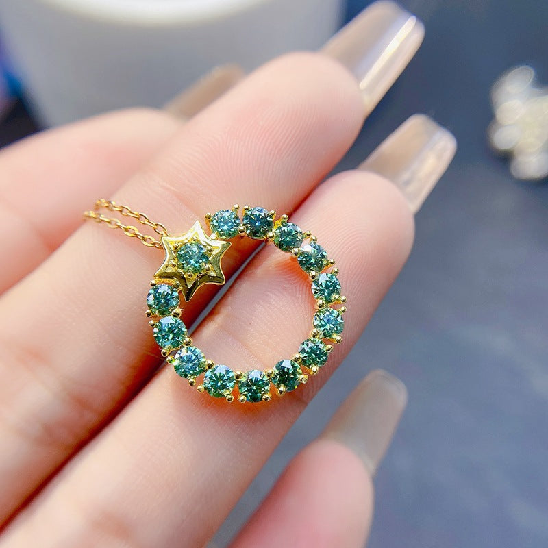 S925 Green Moissanite Pendant 3*3mm Ladies Pendant
