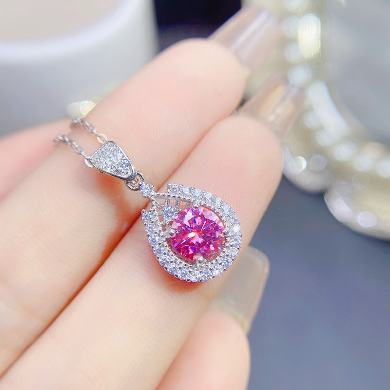 S925 Pink Moissanite Pendant (1 ct)
