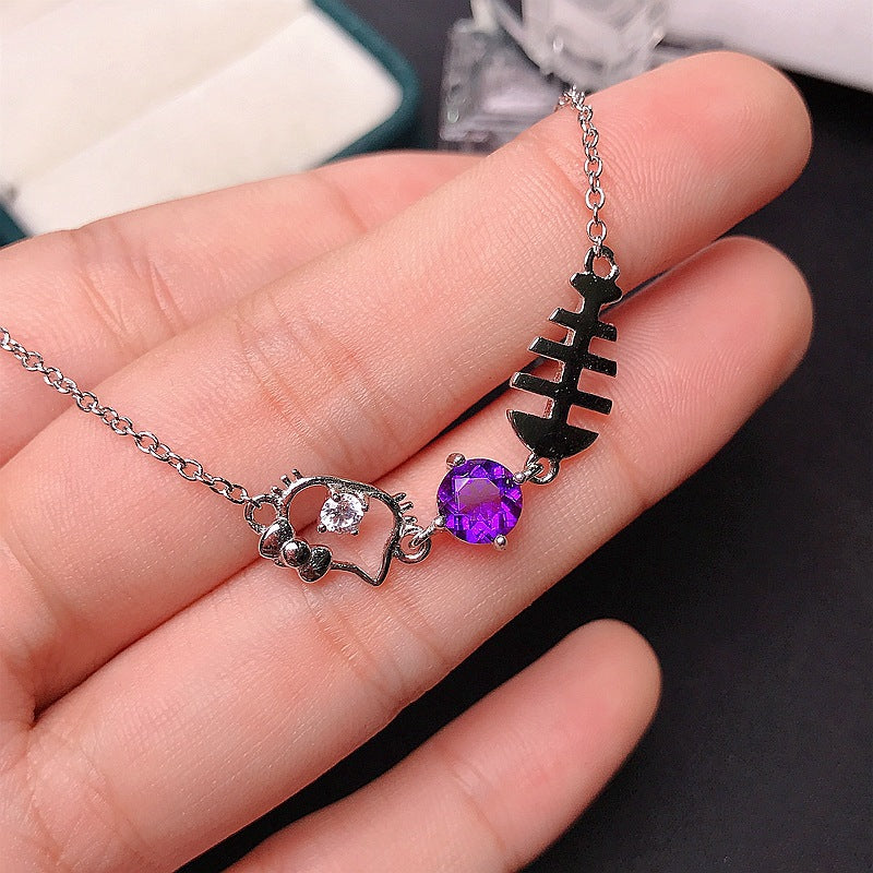 S925 New Bracelet 925 Silver with Amethysts