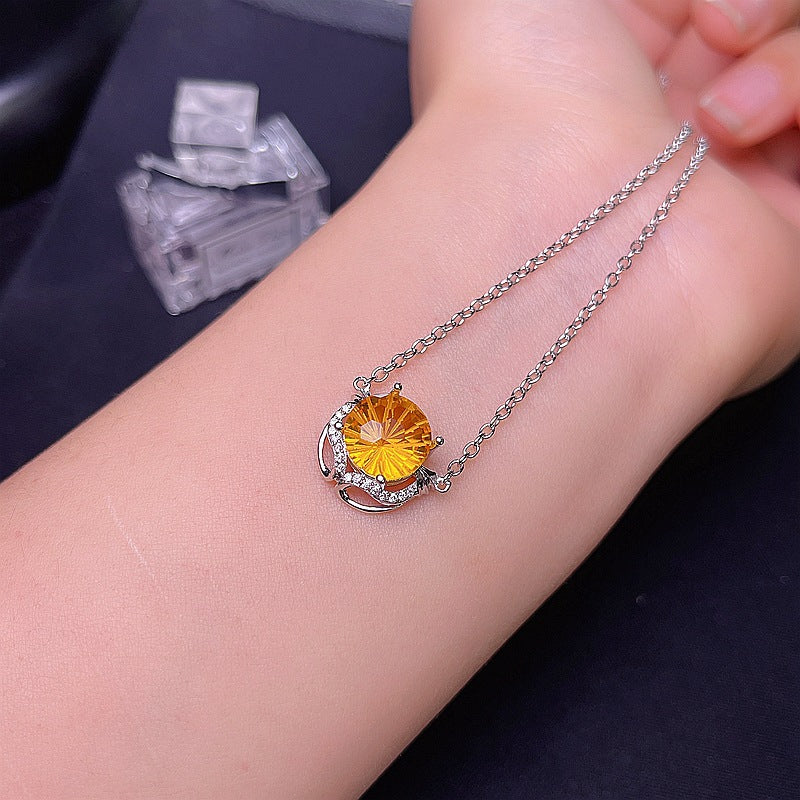 S925 Firework Citrine Pendant