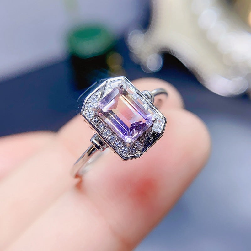 S925 Natural Amethyst Ring