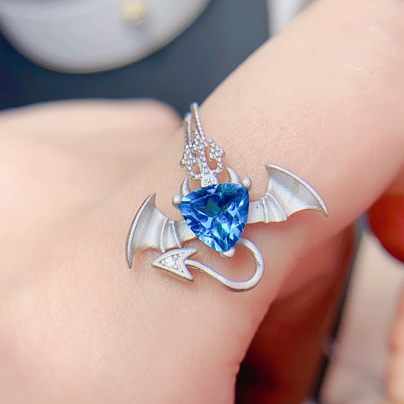 S925 New Simple Fashion Natural London Blue Topaz Pendant