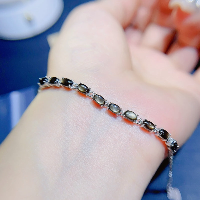 S925 Natural Starlight Sapphire Bracelet