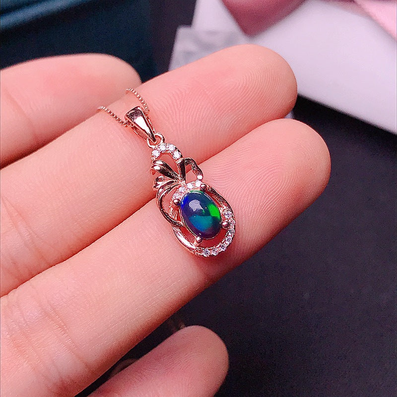 S925 Black Opal Opal Dazzling Opal Pendant