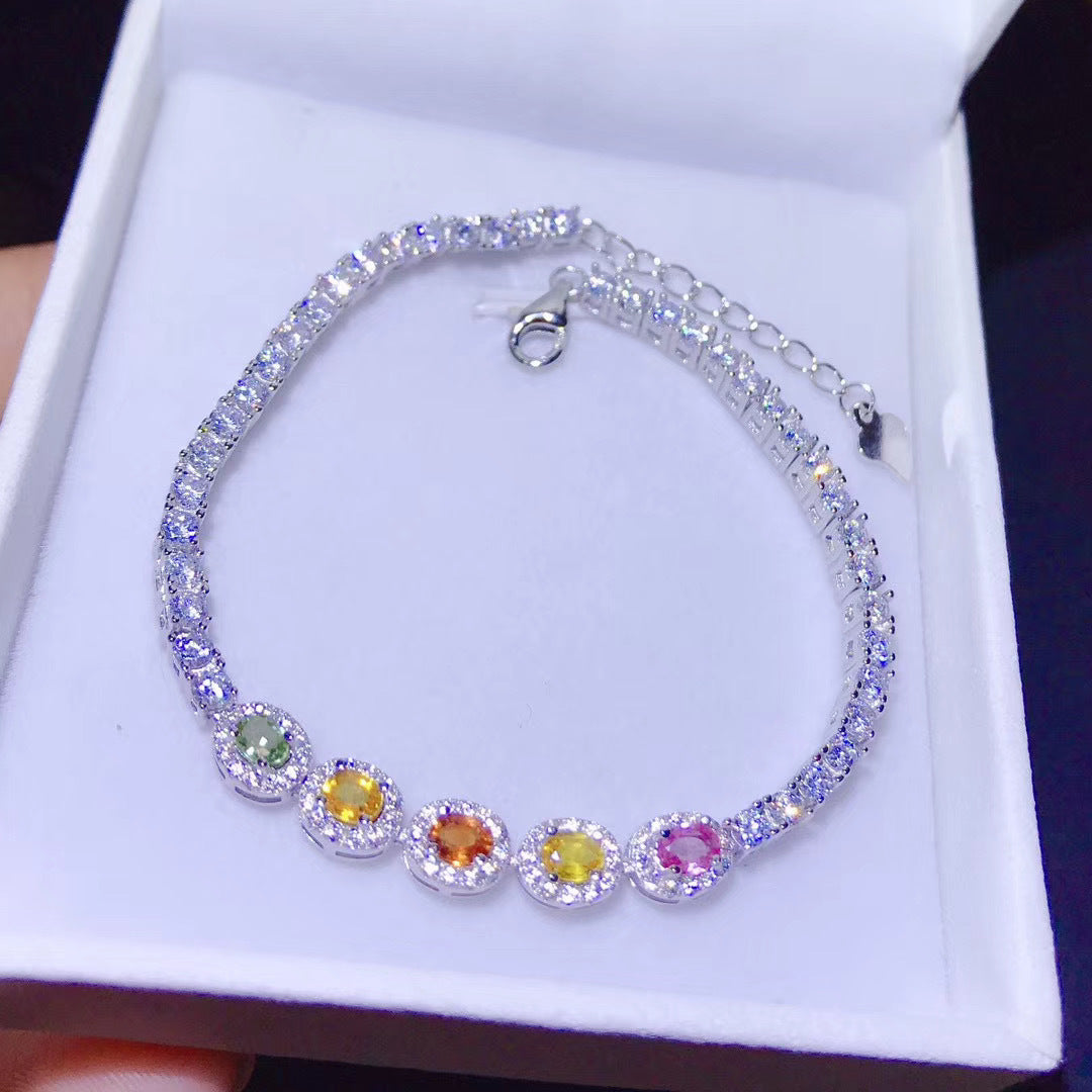 S925 Natural Color Sapphire Bracelet