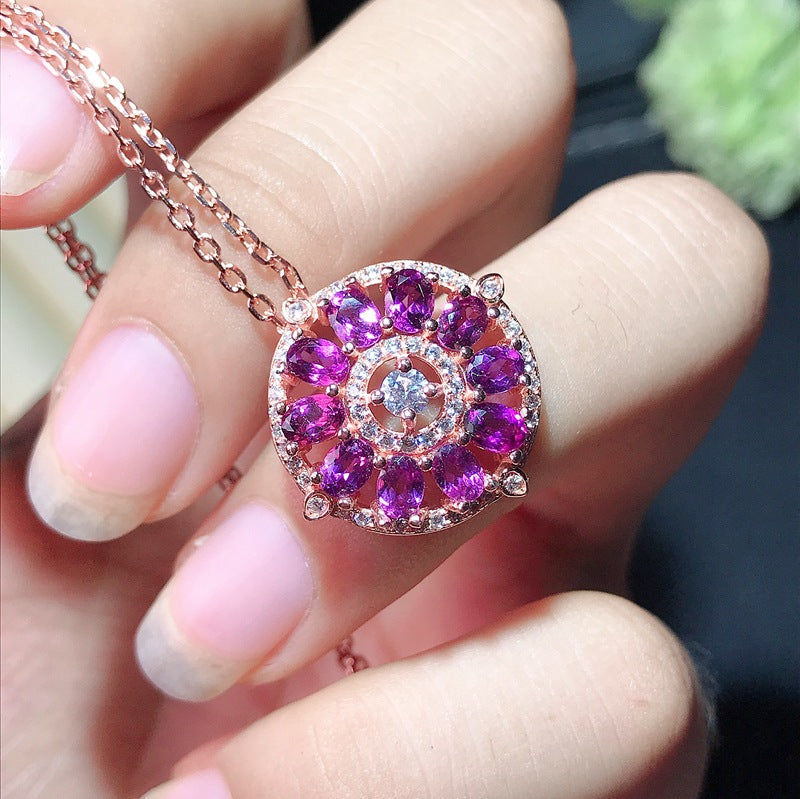 S925 Natural Garnet Collar Necklace